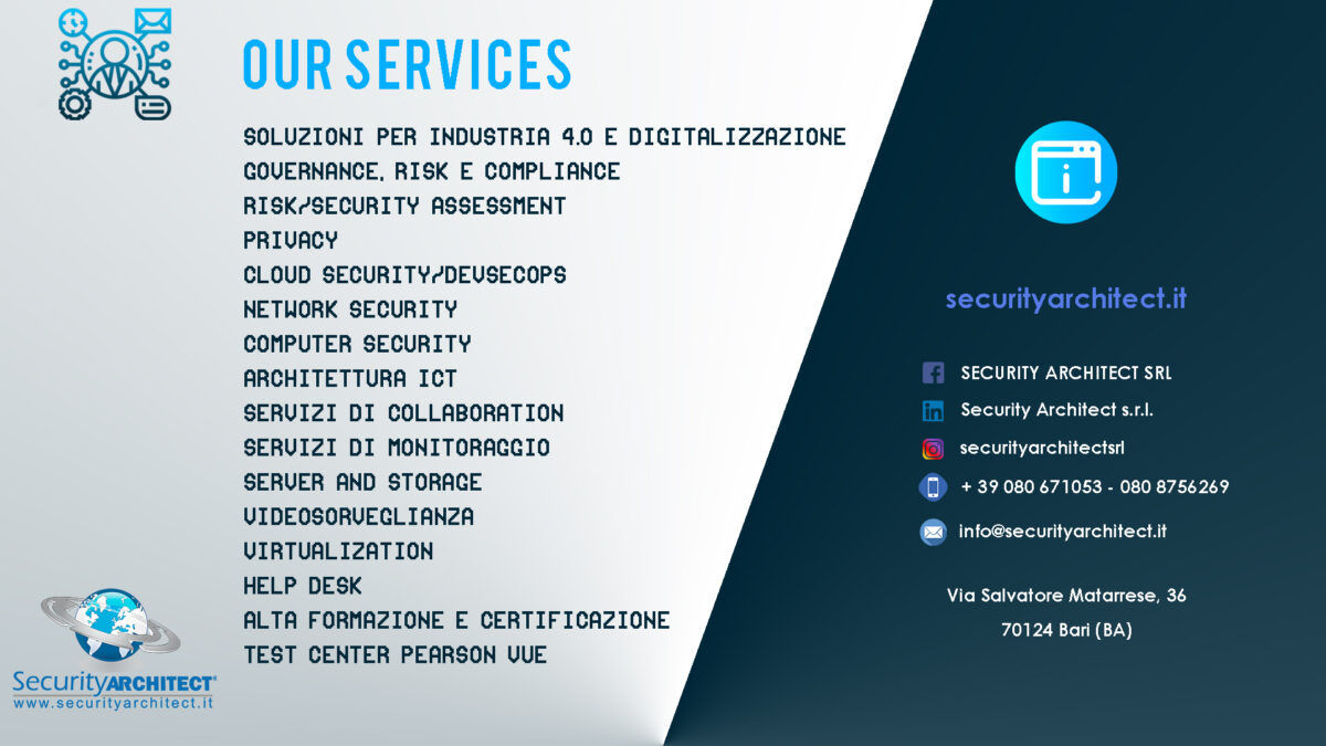 I nostri Servizi Security Architect Srl